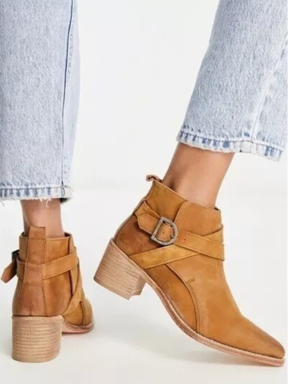 Free People Back Loop Ankle Boots Western-inspired Booties Sz:37.5(7) Coachella